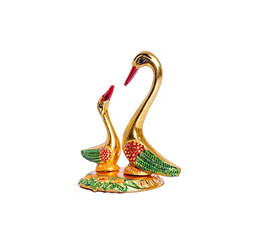 Image of KridayKraft Love Birds Swanset Pair of Kissing Duck Metal Statue,Love for Romantic Gift to Boyfriend,Girlfriend,Decor Your Home,OfficeShowcase,Animal Showpiece Figurines. (Multicolor)