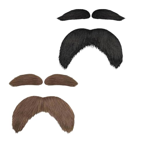 WILL LIKE Barba postiza autoadhesiva, postiza realista, postiza para hombre, ideal para carnavales, cosplay, fiestas de Halloween y festivales. (Dos colores)