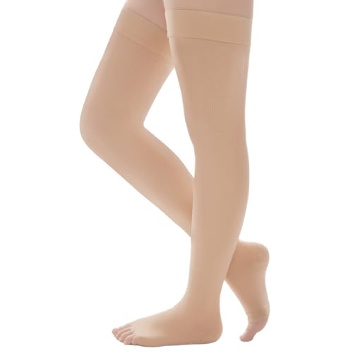 Image of Thigh High Compression Socks Women & Men, 20-30mmHg Thigh High Compression Stockings, Medical Compression Socks with Silicone Dot Band-Best for Varicose Veins, Swelling