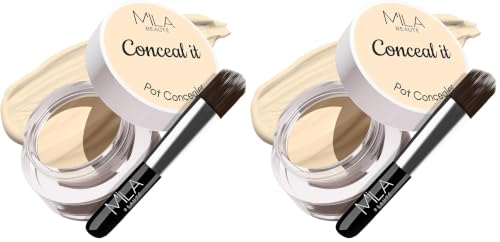 Image of Mila Beaute Conceal It Pot Concealerwith Brush | Enriched With SPF 15 and Vitamin E | Light Weight Concealer | Long Lasting Coverage | Natural Matte Finish | Covers All Skin Concerns | Easily Blendable Concealer For Face Makeup (Rich Vanilla)