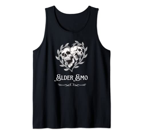 Elder Emo Goth Skeleton Funny Pro Envejecimiento Gothic Meme Camiseta sin Mangas