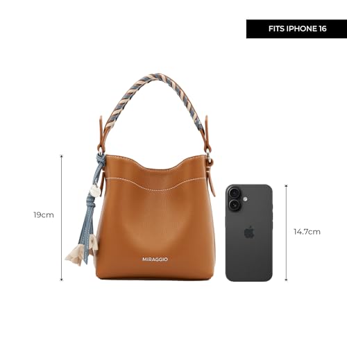 Image of Miraggio Summer Scoop Top Handle Bucket Handbag For Women With Adjustable & Detachable Strap