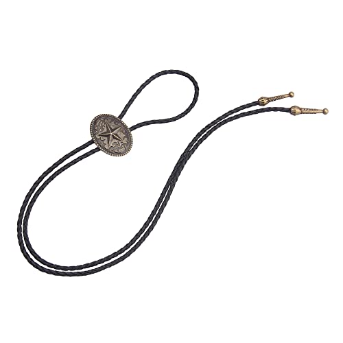 Image of GelConnie Bolo Ties for Men Women Western Cowboy Tie Mens Western Necklace Leather Necktie Gold Bolero Tie Cowboy Necklace