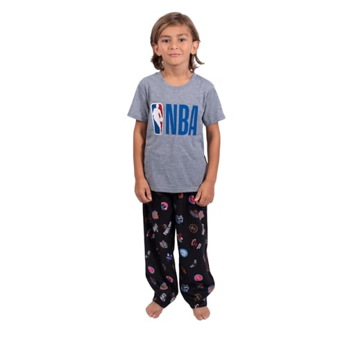 Ultra Game NBA Boys Pajamas 2 Piece Pjs Lounge Pants & T-Shirt Set, Multi-Team, Team Color, 7