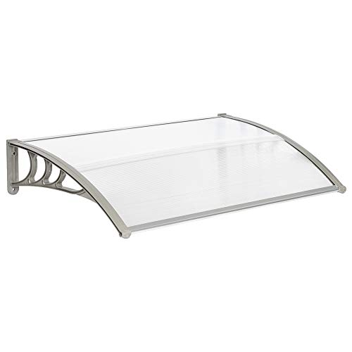 Oshion Auvent de Porte d entrée Toit Marquise Abri Protection en Polycarbonate Contre Pluie Neige UV 120x80cm