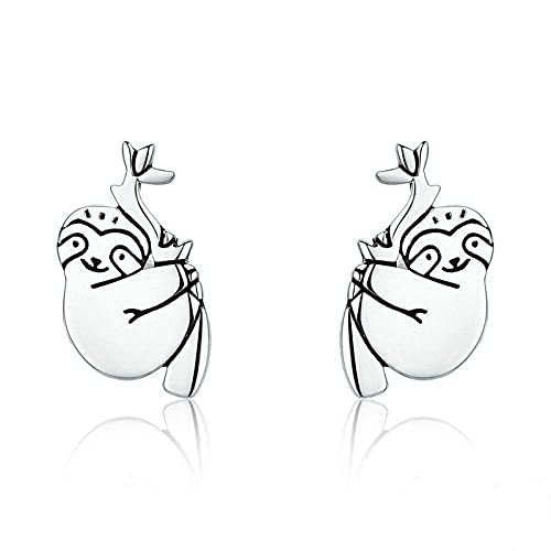 Diiya Ohrstecker 925 Sterling Silber Schöne Faultier Tier Kleine Ohrstecker Cover