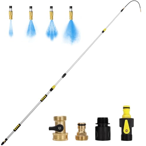 EVCITN 24FT Reach Gutter Cleaner Gutter Cleaning Tools from the Ground with 3/4 Brass Shut-Off Valve & Bendable 360 Rotating Water Wand Safe Cleaning for 2-Story Homes