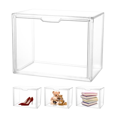 Vetrina Espositiva - 36x27x23cm Teca Plexiglass - Teca espositiva antipolvere con porta magnetica, impilabile, display case multifunzionale per collezioni, borse, scarpe, libri e puzzle 3D