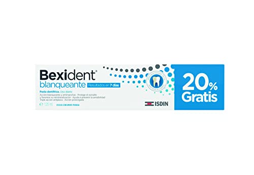 ISDIN Bexident Blanqueante Pasta dentífrica, Acción blanqueante y antimanchas con resultados en 7 días, Uso Diario, Pack ahorro 20% GRATIS