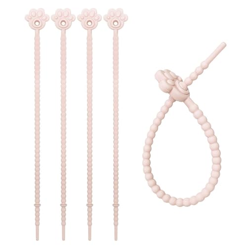 LUOFENG Bridas de silicona, 5 bridas de silicona reutilizables para cables, corbata de pan, clips de sellado de bolsa, correas elásticas para oficina en casa