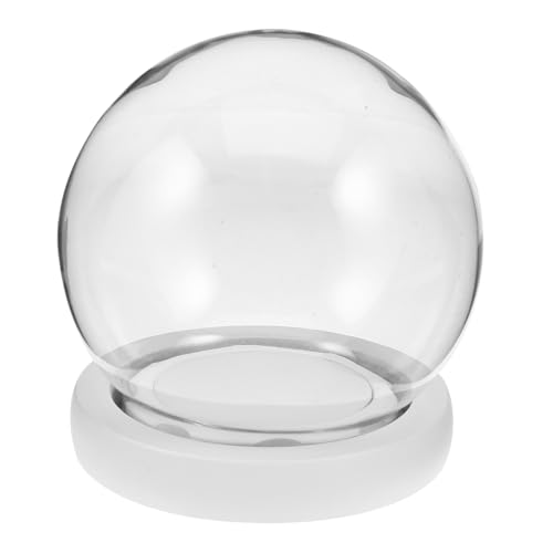 Toyvian Cloche de Vidrio Transparente con Base Blanca EVA Redondo con Cierre Antiderrape para Flores Preservadas Globo de Nieve y Decoración Artesanal