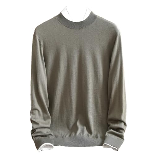 Men Thin Cashmere Sweater Semi High Neck Solid Color Knitted Pullover