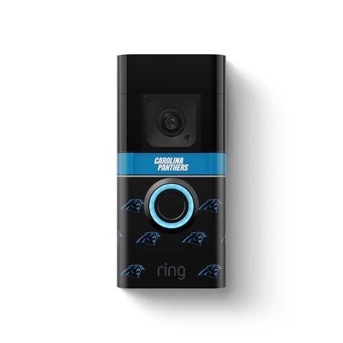 Image of All-New Limited Edition, Official NFL Faceplate for Ring Doorbells - Video Doorbell 3, Video Doorbell 3 Plus, Video Doorbell 4, Battery Doorbell Plus, and Battery Doorbell Pro | Carolina Panthers