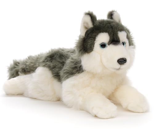 Uni-Toys - Husky grau, liegend - 38 cm (Länge) - Plüsch-Hund - Plüschtier, Kuscheltier