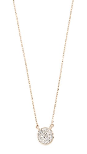Adina Reyter Women's 14k Gold Solid Pave Disc Necklace, Gold/Clear, One Size