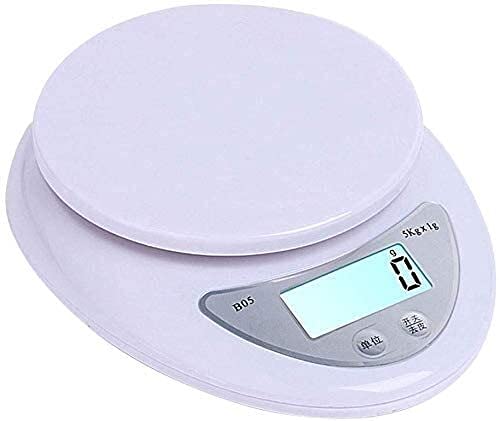 Küchenwaage Digital Digitalwaage Elektronische Küchenwaage 1000 g / 0,1 g Genauigkeit mit Tablett, hintergrundbeleuchtetem LCD-Bildschirm und Tara-Funktion - Weiß (Color : 5000g/1g)