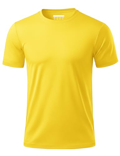 Image of MAGCOMSEN Men's T-Shirt Swimming Rash Vest Short Sleeve Summer Sun Protection UPF 50+ Tops Running Gym Quick Dry Tee Shirts Yellow, XL