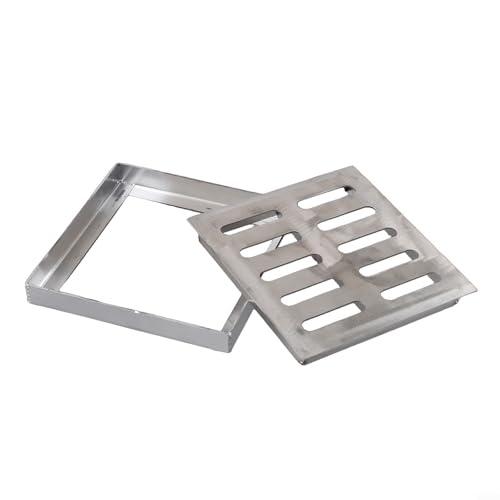 Drain Grate Drain Cover Grate Lid, Gully Grid Double-Row Hole Stainless Steel Floor Drain With Frame Slip-Resistant Outdoor Drainage Cover 150-300mm(150 * 150 * 20 * 2mm)