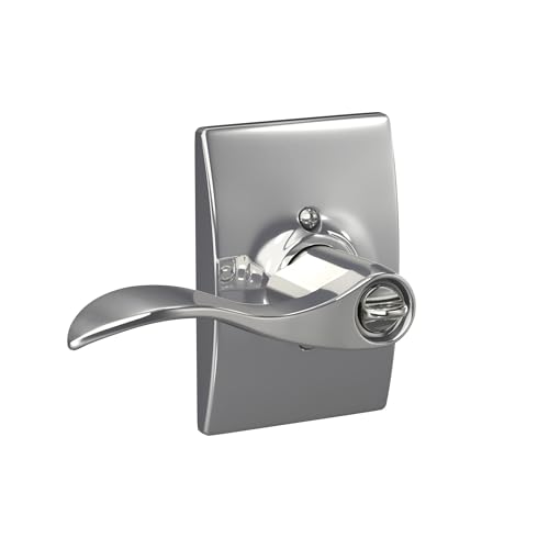 Image of Schlage Accent Lever with Century Trim Keyed Entry Lock in Bright Chrome - F51A ACC 625 CEN