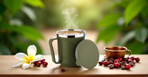 Image of ZANCA Coffee Mug with Lid Insulated Stainless Steel for Tea Milk Mug Inner Stylist Double Wall Cup for Home Office Restaurant Use Gift, 250 Milliliter (Black)