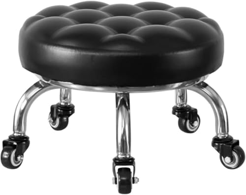 Tufduzo ロースツール リビングルームスツール キャスター付き 丸椅子 低床椅子 自動車整備 低所作業 360°スイベル低い 高さ:22cm