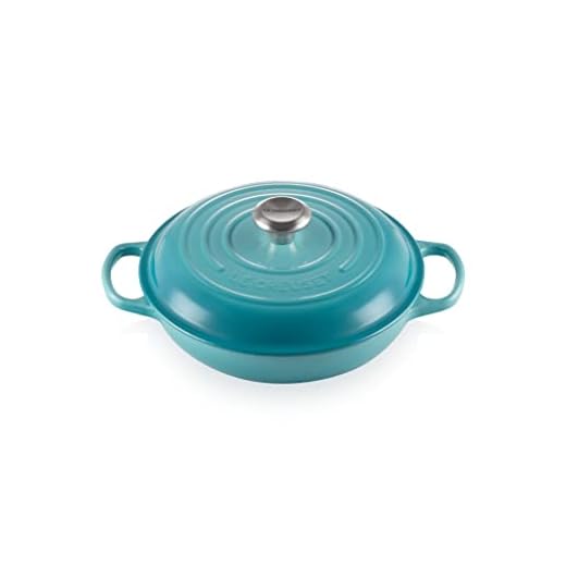 Le Creuset Signatur gjutjärn gourmetprofitkastrull, rund, Ø 26 cm, 2,2 l, lämplig för alla typer av spisar inklusive induktion, 4,205 kg, karibik