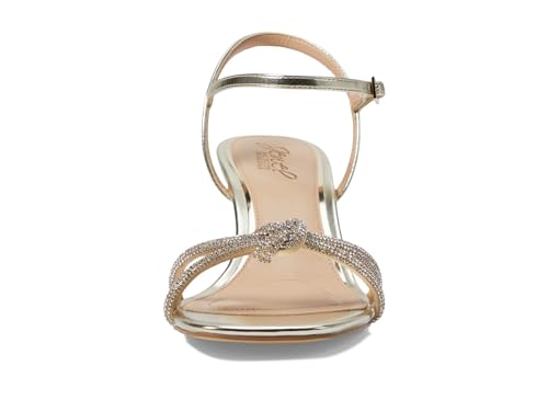 Jewel Badgley Mischka Maci Metallic Sandal with Rhinestone Knot Detail2