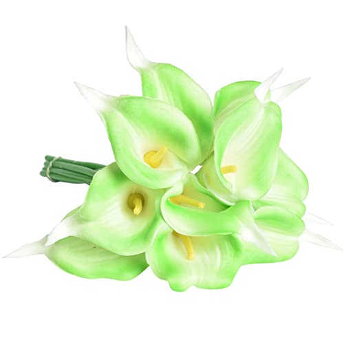 Image of Tdas Artificial Lily Flowers Plants Home Decor Items Flower Plant for vase Living Room Hall Bedroom Decorative Decoration - 34 CM Long (Pot Not Included) (Green, 5 Pcs)