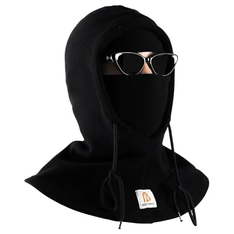 BOCOMAL FR Face Mask+Fleece Balaclava Neck Hood Arc Rated Flame Resistant Winter Windproof Full Head Cover Black Cover