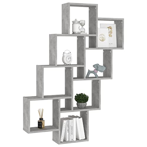 CFODOJ Maison & Jardin, Meubles Cube Étagère Murale Béton Gris 90 x 15 x 119 cm Bois d'ingénierie – vue 4
