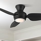 Casa Vieja 36" Whirl Modern Industrial Indoor Outdoor Ceiling Fan 3 Blade LED Light Remote Control Matte Black Finish Blades Bedroom Patio Living Room Kitchen Porch Hugger Flush Mount Decorative