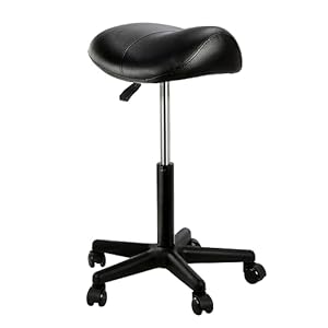 Saddle Stool Rolling Chair Health Saddle Stool Salon Medical Massage Tattoo Beauty SPA Pedicure Make Up Saddle Stool Home Office Saddle Stool,Adjustable Hydraulic Stool with Wheels (Black)