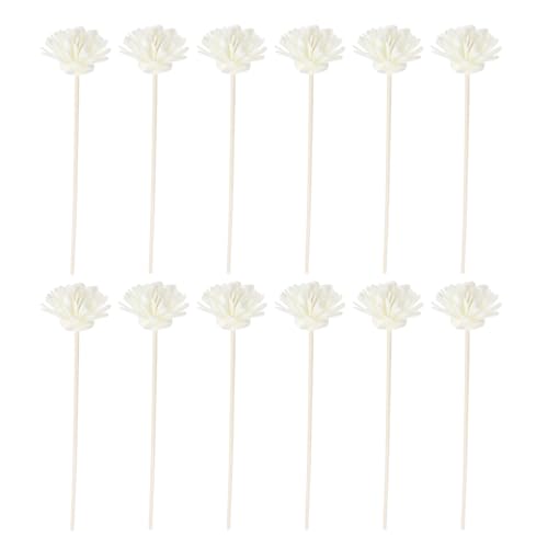 PAMINGONO 12 Piezas Unidades Varillas Aromáticas Forma de Flor Palos de Ratán para Difusor de Aroma Accesorios Decorativos Blancos para Hogar y Oficina