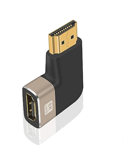 Image of ETZIN 90 Degree HDMI Adapter 8K, 48Gbps Left Angle Male to Female HDMI Adapter Extender Compatible with TV, Ro-ku, Fire Stick, Chrome-cast, Switch, Laptop, PC EPL-1057H.