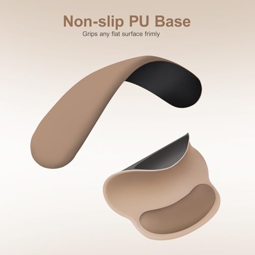 Image of MOSISO Wrist Rest Support for Mouse Pad&Keyboard Set, Circle Curved Ergonomic Mousepad&Coaster Non-Slip Base Home /Office Pain Relief&Easy Typing Pad with Soft Cloth&Silicone Lining, Mocha