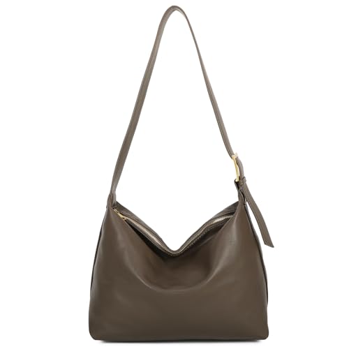 Image of I IHAYNER Large Crossbody Bag for Women Stylish Leather Hobo Shoulder Purse Casual Messenger Bag, Grey