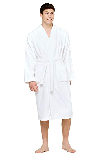 Terry Cloth Robes for Women and Men 100% Turkish Cotton Kimono Womens Robe Mens Bathrobe | White Velour, XX-Large (White, Large/XL (One Size))
