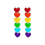 Rainbow Red Orange Yellow Green Blue Purple Six Color Acrylic Tassels Heart Shaped Earrings Heart (Camouflage, One Size)