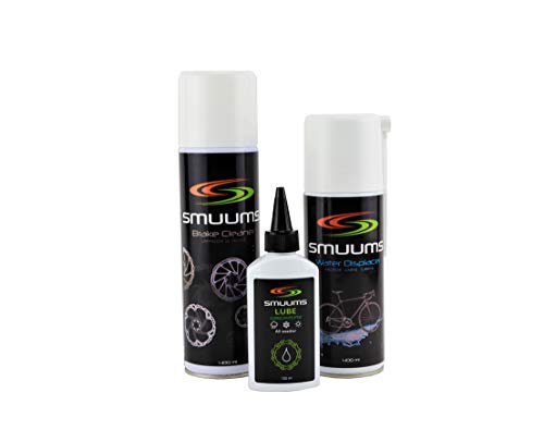 SMUUMS Bike - Pack Mantenimiento Bicicleta - Lubricante Cadena PTFE 100ml + Limpiador Frenos de Disco 400ml + Spray Lubricante Anticorrosión 400ml Cover