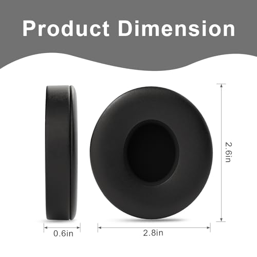 Repuestos de almohadillas para oreja para audífonos Beats Solo 3/2, suaves y a prueba de sudor de PU de proteína, espuma viscoelástica que reduce ruido (Negro) miniatura 2