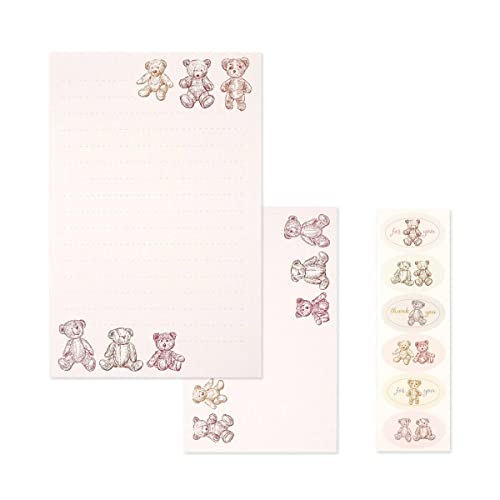 Image of Frontia Floral Writting Papers Envelopes Stickers, Sitting Teddy Bear, Stationery Set with Envelopes (12 Paper Sheets + 6 Envelopes + 6 Sheets Stickers) for Writing Letter (6 Packs, Bulk Pack)