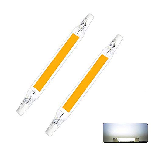AEUWIER 2 piezas de bombillas LED R7S, 15W / 118mm 230V Lámpara blanca halógena de 6000K fría, LED COB de doble extremo R7S 118 Luz lineal de reflector de base Ángulo de haz de 360 ° No regulable