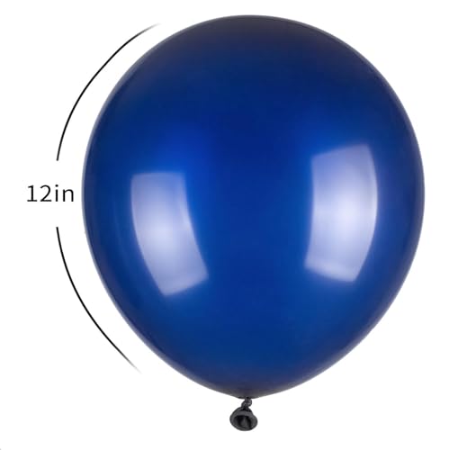 Image of 100pcs Navy Blue Balloons, Helium Quality 12 inch Dark Blue Latex Party Balloons for Birthday, Graduation, Christmas, Father's Day Party Decor (66ft Ribbons)