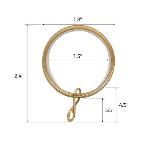 Image of TWOPAGES 12 Pack Curtain Rings with Eyelets, 1.5 Inch Gold Drapery Rings