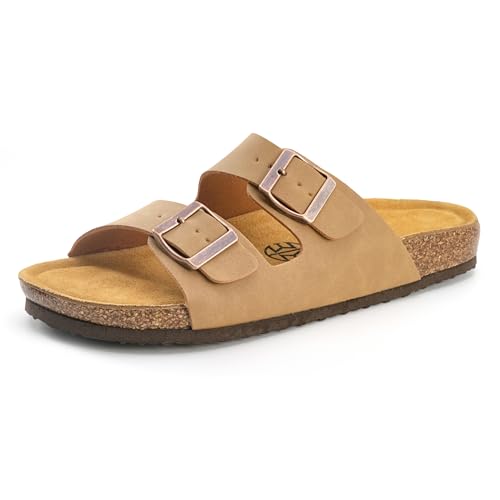 E E EMPTY Sandals Women Adjustable Double-Buckle Smooth Sandals, Comfortable Cork Sandals Suitable for Both Men and Women, with Bow Support