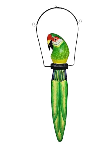 Estatua tallada de madera de loro verde 40 pulgadas miniatura 2
