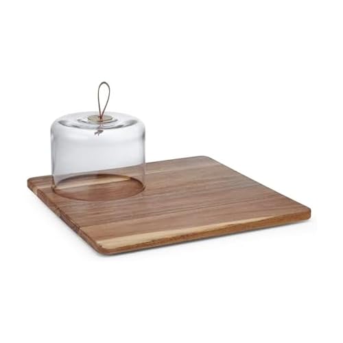 Mikasa Glenwood Square Serve Board Tray with Glass Cloche Dome, 14 inch