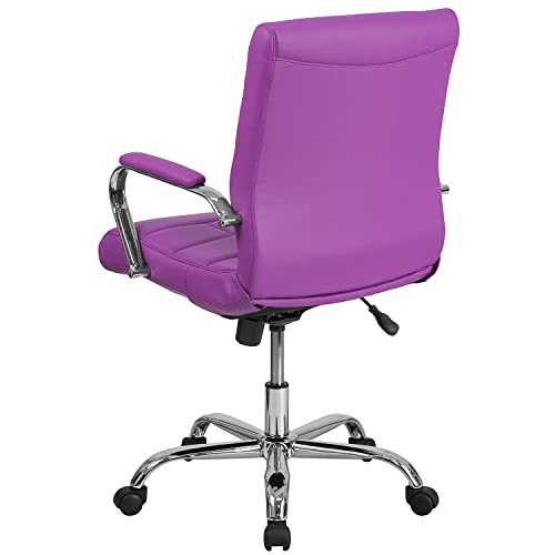 Flash Furniture Mid-Back Purple Vinyl Executive Swivel Office Chair With Chrome Base And Arms 40 X 23 X 24 #TOP5