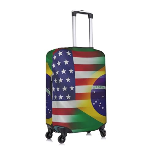 American And Brazilian Flags Print Suitcase Protector Dust-Proof Case Men Women Travel Fits 18-32 Inch Luggage3