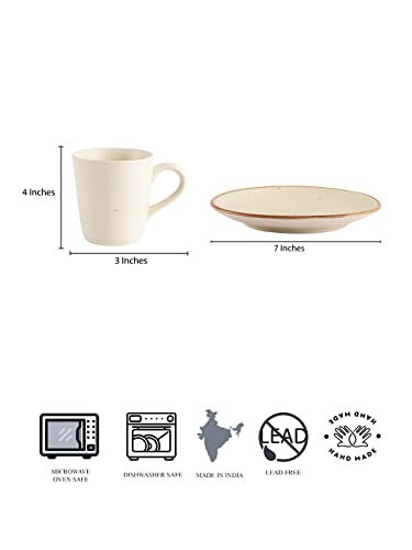 Image of Miah Decor Ceramic Coffee Mugs Set with Serving Platter, Handmade Stoneware
